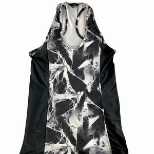 Hurley Racer back Tank Top Graphic Print Modal Black White